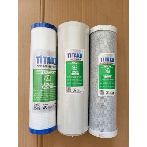 Lõi Lọc Nước Chính Hãng Titako 1, 2, 3 - Dùng Cho Máy RO và Bộ Lọc Đầu Nguồn 10 Inch - Bảo Vệ Chất Lượng Nước
