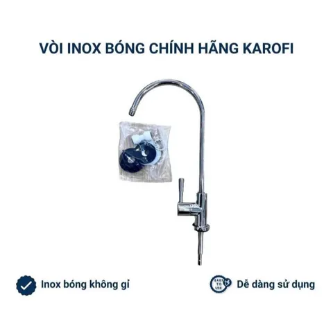 Vòi Nước Inox Nối Nhanh Karofi - Chống Nước Rò Rỉ, 360 Độ Xoay, Đảm Bảo Nguồn Nước Sạch Cho Máy Lọc RO