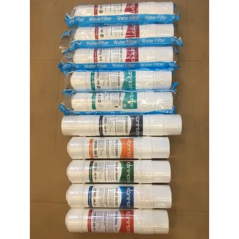 Bộ 10 Lõi Lọc Nước KORIHOME Chính Hãng - Bao Gồm 3 Sediment, 2 Pre Carbon, 1 RO, 1 Post, 1 Mineral, 1 Hydrogen, 1 Nano Silver