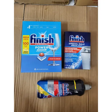 Combo 3 Sản Phẩm Finish - Viên Rửa Bát 100 Viên, Muối 1.2Kg Và Nước Làm Bóng 800ML - Hàng Chính Hãng Tiêu Chuẩn Châu Âu