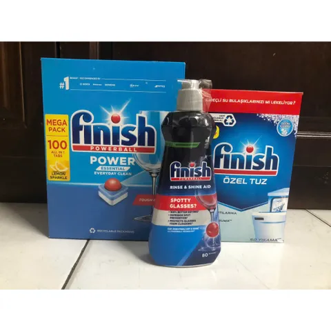 Combo Sản Phẩm Rửa Bát FINISH - 100 Viên Viên Nén + Muối 1,2Kg + Nước Làm Bóng 400ML Hàng Chính Hãng, Bảo Vệ Máy Rửa Chén