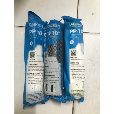 Combo 3 Lõi Lọc Nước Daikiosan Chính Hãng - Lõi Lọc RO PP 5 Micron, CTO Than Nén, PP 1 Micron - Thiết Bị Gia Đình Bảo Vệ Sức Khỏe