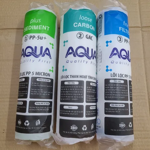 Lõi Lọc Nước AQUA Số 1, 2, 3 - Bộ Lọc Thô cho Máy Lọc Nước RO, Loại Bỏ Tạp Chất, Tuổi Thọ 3-6 Tháng