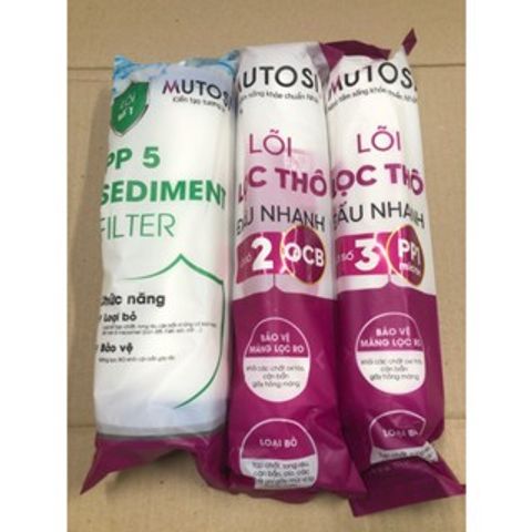 Bộ 3 Lõi Lọc Nước MUTOSI - Lõi PP5 5 Micron, Lõi OCB-GAC và PP1 - Giải Pháp Lọc Nước Sạch, An Toàn Cho Gia Đình
