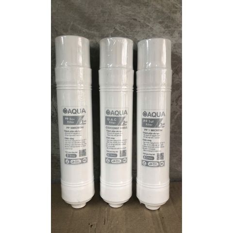 Bộ 3 Lõi Lọc Nước Nhanh 123 AQUA - Lõi Đúc Bảo Vệ Màng RO, Lọc Thô - Thay Thế cho Máy Lọc Nước Sunhouse, Mutosi, Aqua