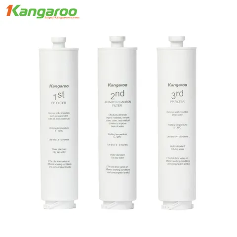 Bộ 3 Lõi Lọc Đúc 123 Kangaroo Hu, Hu+ - Hàng Chính Hãng, Loại Bỏ Bùn Đất, Rỉ Sét, Tạp Chất Nặng trong Nước