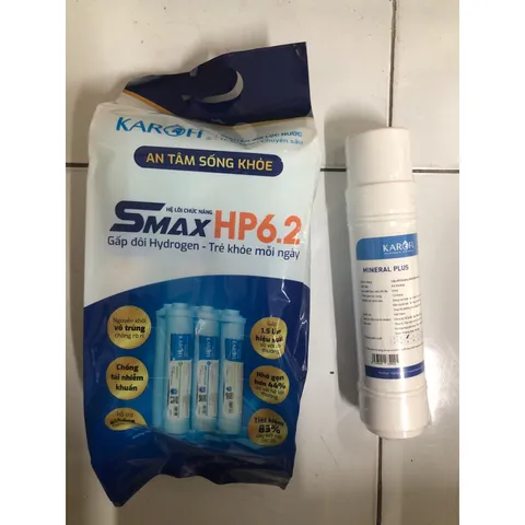 Combo 2 Sản Phẩm Lõi Lọc KAROFI Smax HP 6.2 + Lõi Mineral Plus - Chính Hãng, Thay Thế Cho Máy Lọc Nước Karofi