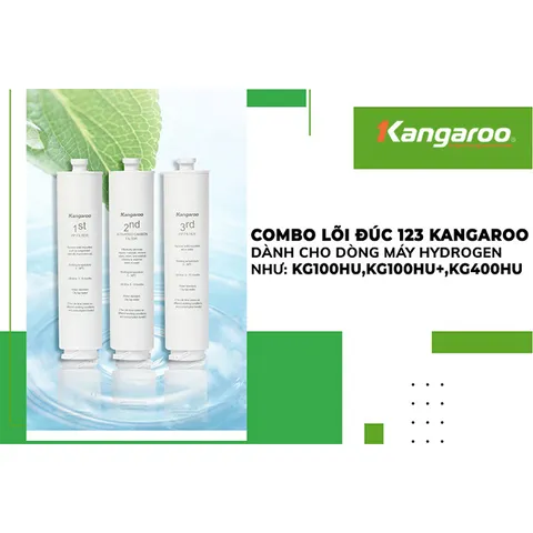 Bộ 3 Lõi Lọc Đúc 123 Kangaroo Hu, Hu+ - Hàng Chính Hãng, Loại Bỏ Bùn Đất, Rỉ Sét, Tạp Chất Nặng trong Nước