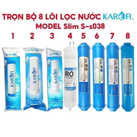 Bộ 8 Lõi Lọc Nước KAROFI Thay Thế cho Máy Lọc SS038 - Sản Phẩm Chính Hãng, Tiêu Chuẩn Cao, Lọc Chất Bẩn Hiệu Quả