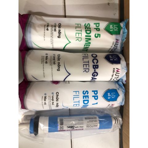Bộ 4 Lõi Lọc Nước MUTOSI 1234 Chính Hãng - Thay Cho Máy Lọc RO, Tuổi Thọ Lên Đến 36 Tháng, Lọc Sạch Bacteria, Tạp Chất