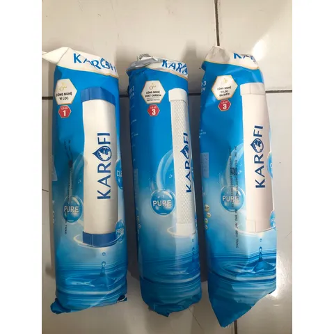 Bộ 3 Lõi Lọc 123 Karofi Chính Hãng - Thay Thế Máy Lọc Nước OP1310, SS038 - Lọc 5 và 1 Micron, Khử Clo, Độc Hại