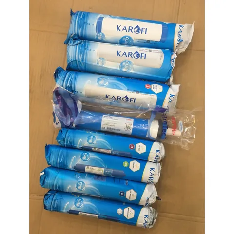 Bộ 8 Lõi Lọc Nước Karofi Chính Hãng - Dùng Thay Thế Máy RO, Bao Gồm Màng Lọc RO, Than Hoạt Tính, Khoáng MINERAL và NANO SILVER