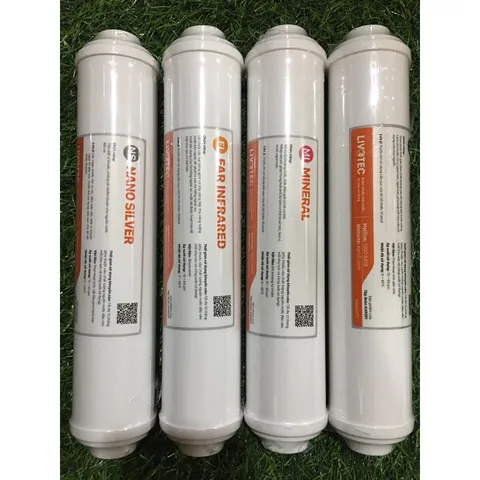 Bộ 4 Lõi Lọc Nước Livotec Karofi - T33-GAC, MINERAL, FAR INFRARED, NANO SILVER - Bổ Sung Khoáng Chất Thiết Yếu Cho Nước Uống Ngon Hơn