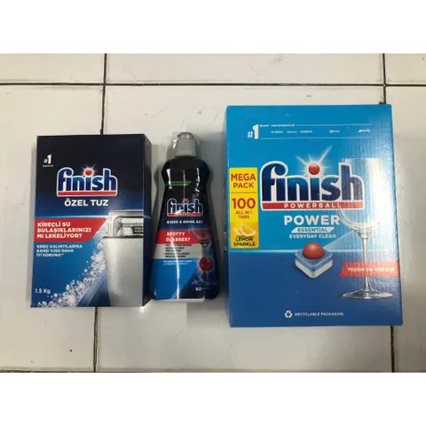 Viên Rửa Bát FINISH 100 Viên Hương Chanh, Muối Rửa 1.2Kg và Nước Làm Bóng 400ML - Bảo Vệ Thiết Bị Nhà Bếp Chính Hãng