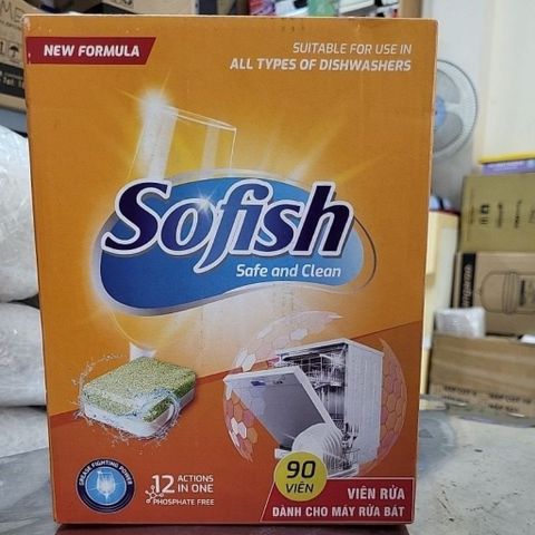 Viên Rửa Bát SOFISH Hộp 90 Viên - Chuyên Dụng Cho Máy Rửa Bát - Hiệu Quả Tẩy Rửa Vượt Trội, Không Cần Ngâm Trước
