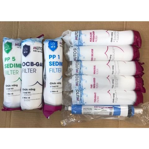 Trọn Bộ 9 Lõi Lọc Nước MUTOSI Chính Hãng cho Máy Lọc RO - Đảm Bảo Nguồn Nước Sạch và An Toàn