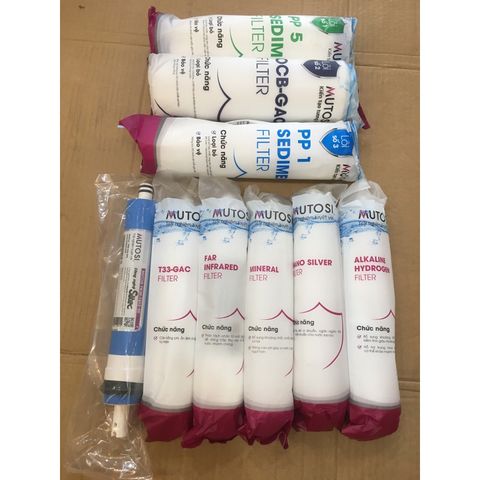 Trọn Bộ 9 Lõi Lọc Nước MUTOSI Chính Hãng cho Máy Lọc RO - Đảm Bảo Nguồn Nước Sạch và An Toàn