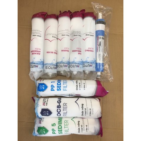 Trọn Bộ 9 Lõi Lọc Nước MUTOSI Chính Hãng cho Máy Lọc RO - Đảm Bảo Nguồn Nước Sạch và An Toàn