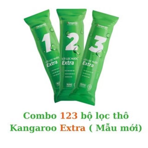 Bộ 3 Lõi Lọc Nước 123 Kangaroo Chính Hãng - Ngăn Chặn Bẩn, Rỉ Sét, Hấp Thụ Mùi Vị, Chất Hữu Cơ Cho Nước Sạch Hơn