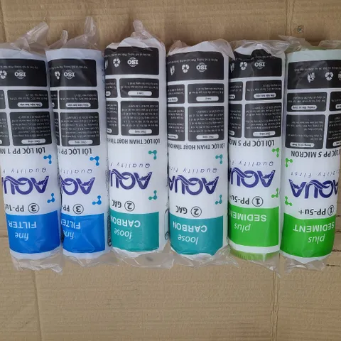 Combo 2 Bộ Lõi Lọc Nước AQUA 123 - 2 Lõi PP 5 Micron, 2 Lõi GAC, 2 Lõi PP 1 Micron Dùng Cho Máy Lọc Nước RO