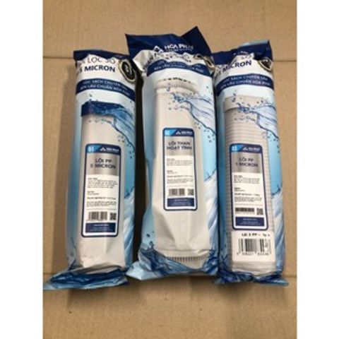 Bộ 3 Lõi Lọc Hòa Phát 123 - Thay Thế Máy Lọc Nước RO - Lõi PP 5 Micron, Than Hoạt Tính, PP 1 Micron Chính Hãng