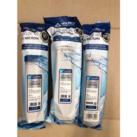 Bộ 3 Lõi Lọc Hòa Phát 123 - Thay Thế Máy Lọc Nước RO - Lõi PP 5 Micron, Than Hoạt Tính, PP 1 Micron Chính Hãng