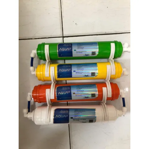 Bộ 4 Lõi Lọc Nước AQUA 5678 Chính Hãng - Cung Cấp Khoáng Chất & Tiêu Diệt Vi Khuẩn - Lõi GAC-T33, Khoáng Đá, Hồng Ngoại, Nano Silver
