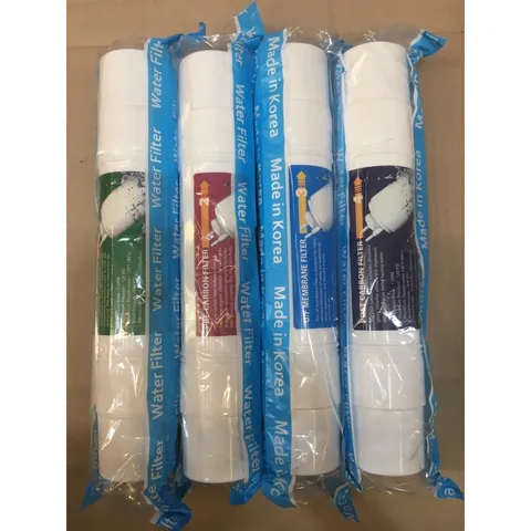 Bộ 4 Lõi Lọc Nước Hàn Quốc 2 Đầu - Lõi Sediment, Pre-Carbon, U/F Membrane, Post Carbon Cho Máy Nóng Lạnh, Lọc Sang Trọng Từ Korea