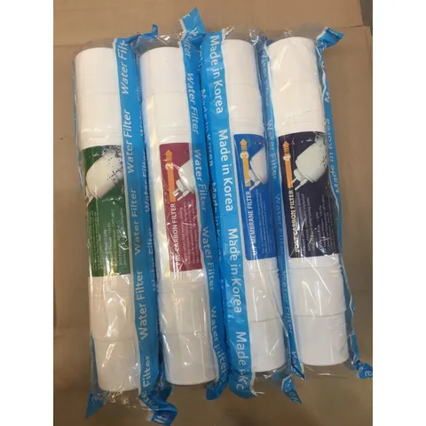 Bộ 4 Lõi Lọc Nước Hàn Quốc 2 Đầu - Lõi Sediment, Pre-Carbon, U/F Membrane, Post Carbon Cho Máy Nóng Lạnh, Lọc Sang Trọng Từ Korea