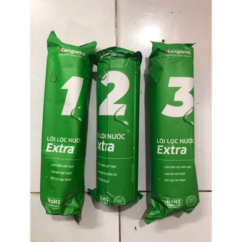 Bộ 3 Lõi Lọc 123 KANGAROO EXtra Chính Hãng - Lõi Lọc RO, Loại Bỏ Tạp Chất, Bảo Vệ Nguồn Nước Sạch, Thời Gian Sử Dụng 9 Tháng