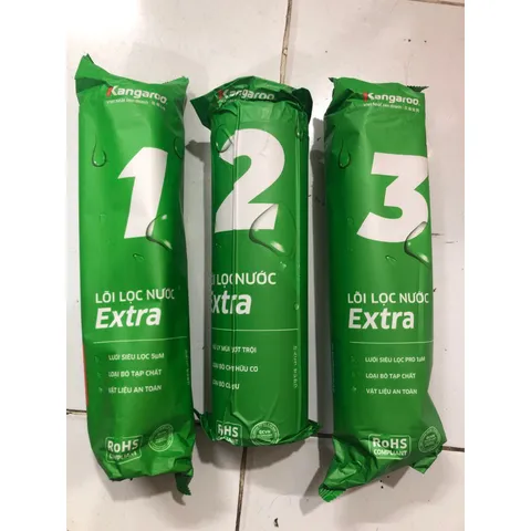 Bộ 3 Lõi Lọc 123 KANGAROO EXtra Chính Hãng - Lõi Lọc RO, Loại Bỏ Tạp Chất, Bảo Vệ Nguồn Nước Sạch, Thời Gian Sử Dụng 9 Tháng