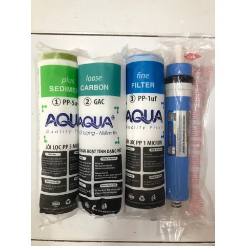 Bộ 4 Lõi Lọc Aqua 1234 Chính Hãng - Thay Thế Lõi Cho Máy Lọc RO, Nước Sạch Tinh Khiết, An Toàn Cho Gia Đình
