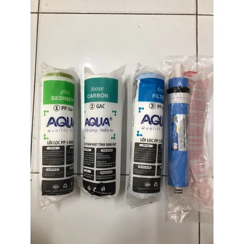 Bộ 4 Lõi Lọc Aqua 1234 Chính Hãng - Thay Thế Lõi Cho Máy Lọc RO, Nước Sạch Tinh Khiết, An Toàn Cho Gia Đình