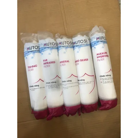 Bộ 5 Lõi Lọc Chức Năng MUTOSI 56789 - T33-GAC, MINERAL, FAR-INFRARED, NANO SILVER, ALKALINE HYDROGEN - Hàng Chính Hãng Cao Cấp