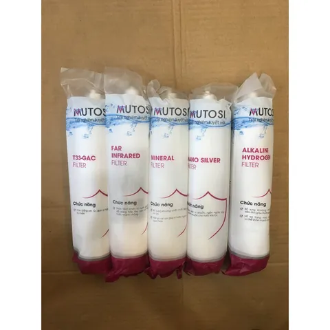 Bộ 5 Lõi Lọc Chức Năng MUTOSI 56789 - T33-GAC, MINERAL, FAR-INFRARED, NANO SILVER, ALKALINE HYDROGEN - Hàng Chính Hãng Cao Cấp