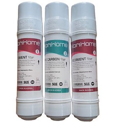 Bộ 3 Lõi Lọc Thô 123 Korihome (2 Sediment + 1 Pre Carbon) - Lõi Chính Hãng, Loại Bỏ Chất Bẩn và Hóa Chất Trong Nước