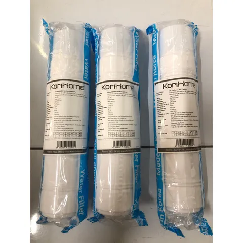 Bộ 3 Lõi Lọc Thô 123 Korihome (2 Sediment + 1 Pre Carbon) - Lõi Chính Hãng, Loại Bỏ Chất Bẩn và Hóa Chất Trong Nước