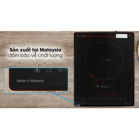 Bếp từ đơn Pramie PRMY-1108 - Nhập Khẩu nguyên chiếc Malaysia - Lắp đặt âm hoặc để nổi - BH 2 năm chính hãng