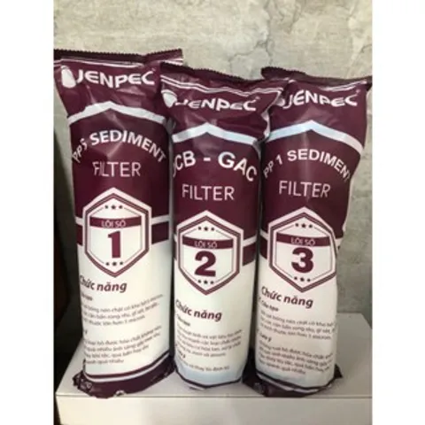 Lõi Lọc Nước Jenpec 1,2,3 Chính Hãng - Bộ 3 Lõi Thay Thế cho Máy Lọc RO, Lọc Tạp Chất và Hóa Chất Hiệu Quả