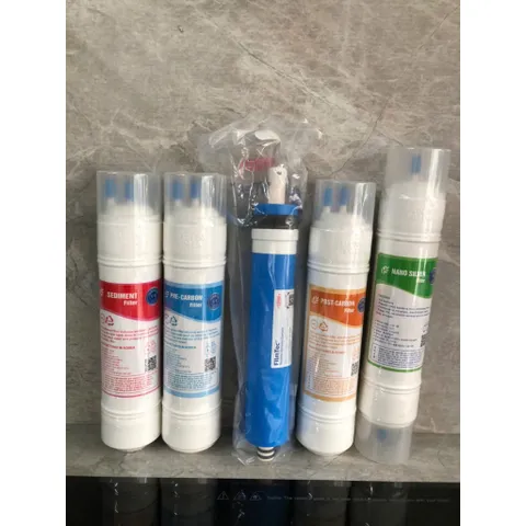 Combo 5 Lõi Lọc Thay Thế Máy Nóng Lạnh Titako - Sediment, Pre Carbon, Màng RO Dupont, Post Carbon, Nano Silver