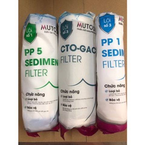 Bộ 3 Lõi Lọc MUTOSI Chính Hãng - Thay Thế Cho Máy Lọc Nước MP-290SK, MP-S99, MP-U66 - Lọc Sạch Tạp Chất, Bảo Vệ Sức Khỏe