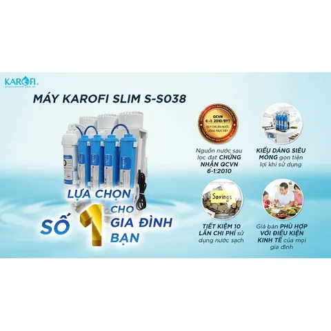 Máy lọc nước Karofi 8 cấp Slim S-s038