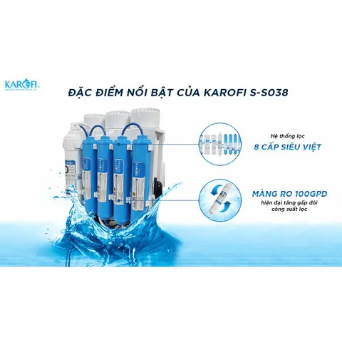 Máy lọc nước Karofi 8 cấp Slim S-s038