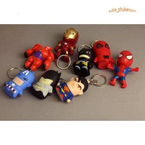 Móc Khóa Siêu Anh Hùng Avengers Phát Sáng LED - Người Dơi, Người Sắt, Đội Trưởng Mỹ, Người Nhện - Quà Tặng Độc Đáo Cho Fan Hâm Mộ