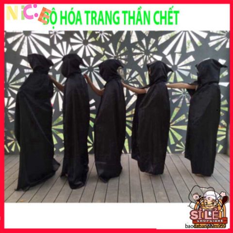 Bộ Trang Phục Halloween Thần Chết Đẳng Cấp - Y Phục Halloween Phong Cách Ma Cho Nam Nữ Với Họa Tiết Xương Đầu Lâu, Bộ Đồ Hóa Trang ấn Tượng