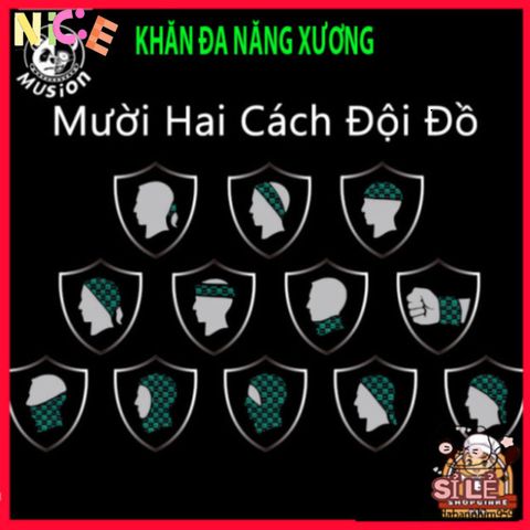 Khẩu trang Musion đa năng họa tiết xương - Bảo vệ UV, thoáng khí và êm ái, 12 cách đeo, phụ kiện thời trang cho hoạt động ngoài trời.