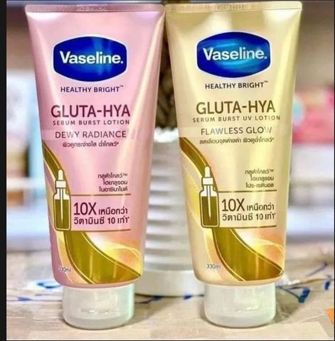 Sữa Dưỡng Thể Sáng Da Vaseline Gluta HYA Serum 10X 330ml - Cấp Ẩm, Giúp Làn Da Trắng Sáng và Mờ Thâm Sạm, Phù Hợp Mọi Loại Da