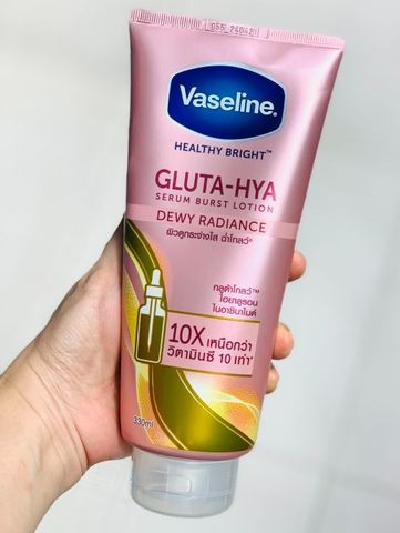 Sữa Dưỡng Thể Sáng Da Vaseline Gluta HYA Serum 10X 330ml - Cấp Ẩm, Giúp Làn Da Trắng Sáng và Mờ Thâm Sạm, Phù Hợp Mọi Loại Da
