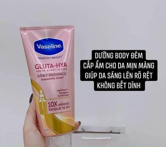 Sữa Dưỡng Thể Sáng Da Vaseline Gluta HYA Serum 10X 330ml - Cấp Ẩm, Giúp Làn Da Trắng Sáng và Mờ Thâm Sạm, Phù Hợp Mọi Loại Da