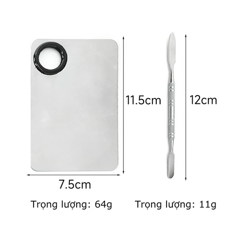 Khay Dụng Cụ Trộn Kem Nền Inox Chống Gỉ - Bộ Khay và Cây Trộn Dễ Dàng Sử Dụng cho Trang Điểm Chuyên Nghiệp